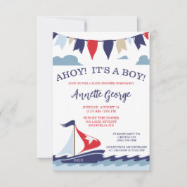 AHOY! Das ist ein Junge! Nautical Sailing Baby Dus Einladung