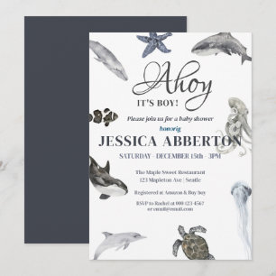 Ahoy, das ist eine Junge Watercolor Babydusche Einladung
