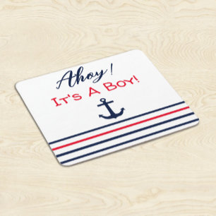 Ahoy, ein Junge! Nautische Babyparty Rechteckiger Pappuntersetzer