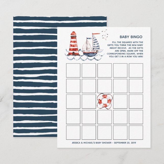 Ahoy Es ist ein Baby-Kinderdusche Bingo Einladung (Vorne/Hinten)