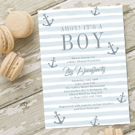 Ahoy Es ist ein Baby Nautical Anchor Blue Baby Dus Einladung