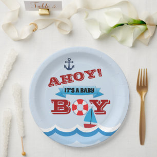 Ahoy, es ist ein Babyjunge Papierplatte Pappteller