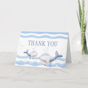 Ahoy, es ist ein Blauwal-Junge, Baby Shower  Dankeskarte