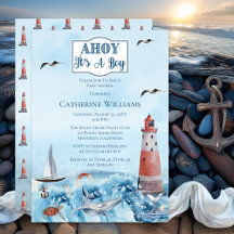 Ahoy Es ist ein Boy Lighthouse Ocean Baby Shower