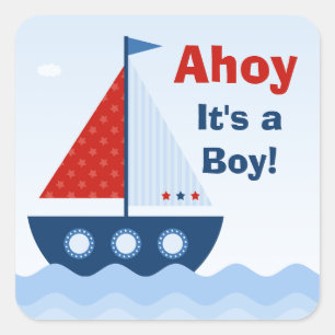 Ahoy, es ist ein Junge - Baby Shower Aufkleber