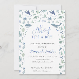 Ahoy, es ist ein Junge, Baby Shower Einladung