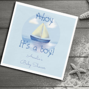 Ahoy, es ist ein Junge! Blaue Babyparty Serviette