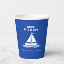 Ahoy, es ist ein Junge! Blaue nautische Boot-Baby-