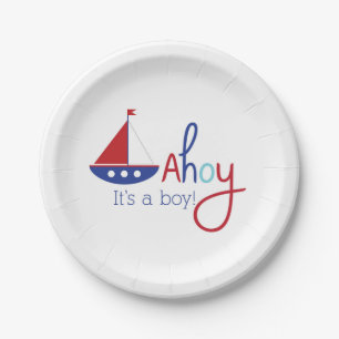 Ahoy, es ist ein Junge! Maritime Baby Shower Tafel Pappteller