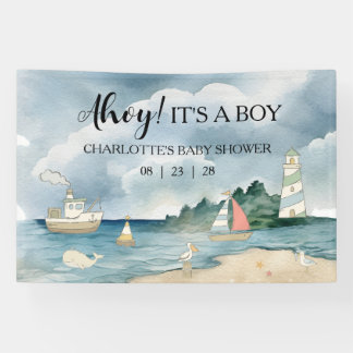 Ahoy, es ist ein Junge, nautische Babyparty Banner