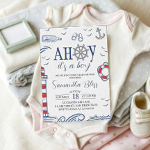 Ahoy, es ist ein Junge, nautische Babyparty-Einlad