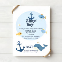 Ahoy, es ist ein Junge, nautische Babyparty-Einlad