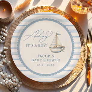 Ahoy, es ist ein Junge, nautische Babyparty-Papier Pappteller