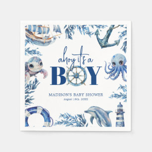 Ahoy, es ist ein Junge, nautische Babyparty Serviette