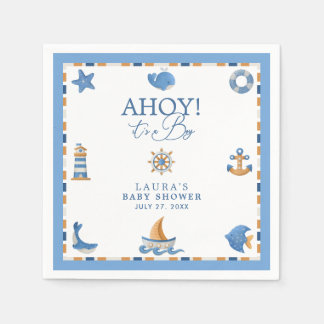 Ahoy, es ist ein Junge, nautische Ozean-Baby-Party Serviette