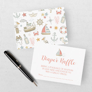 Ahoy, es ist ein Junge, nautische Windel-Raffle Ba Begleitkarte