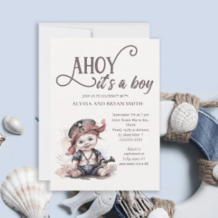 Ahoy, es ist ein Junge Piraten-Baby-Party Einladung