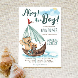Ahoy es ist ein Junge Teddy Bär nautische Babydusc Einladung