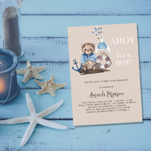 Ahoy es ist ein Junge Teddy Segler Luxus Baby Dusc Einladung
