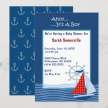 Ahoy Es ist eine Baby Blue Sailboat Babydusche