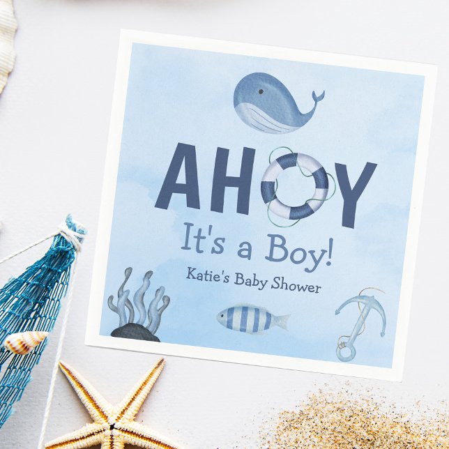 Ahoy Es ist eine Baby-Dusche für junge Meerestiere Serviette (Von Creator hochgeladen)