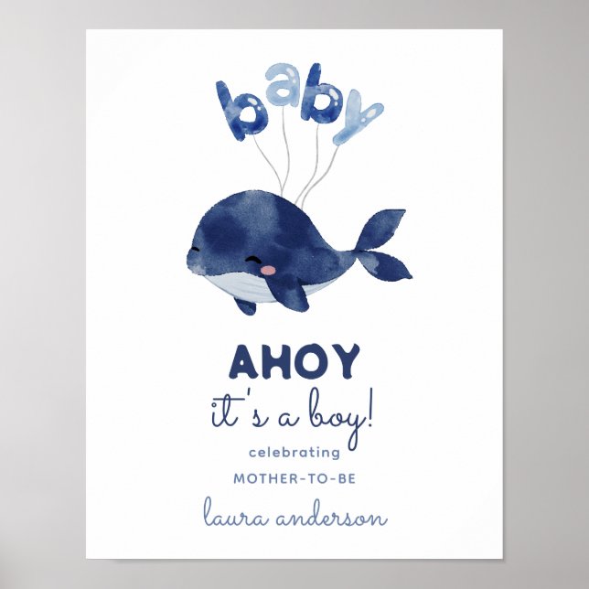 AHOY Es ist eine Baby-Dusche für Jungen Poster (Vorne)