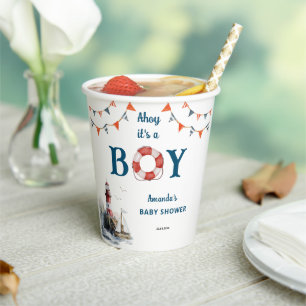 Ahoy Es ist eine Baby-Kinderdusche Pappbecher