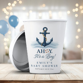 Ahoy Es ist eine Baby Nautical Navy Blue Baby Dusc Pappbecher