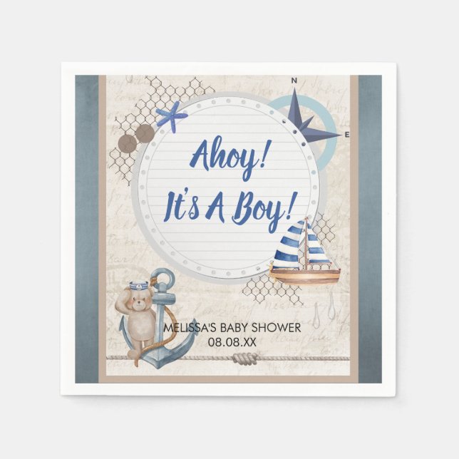 Ahoy es ist eine Baby-Wassersport-Babydusche Serviette (Vorderseite)