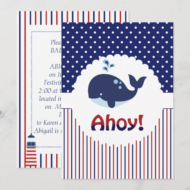 Ahoy Es ist eine Boy Baby Dusche Einladung (Vorne/Hinten)