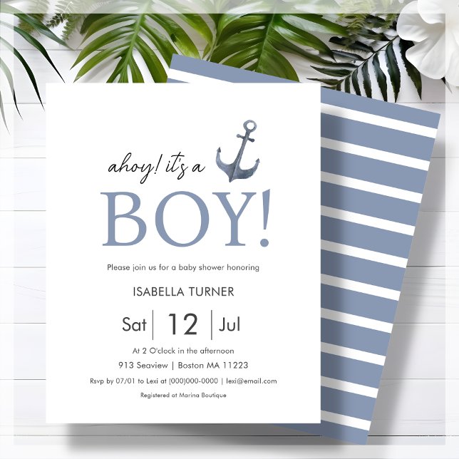 Ahoy! Es ist eine Boy Baby Shower Budget Einladung (Von Creator hochgeladen)