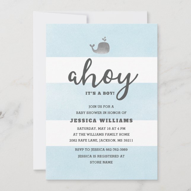 Ahoy Es ist eine Boy Baby Shower Einladung (Vorderseite)