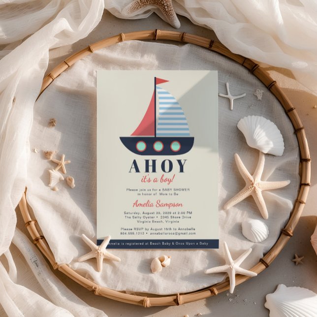 Ahoy Es ist eine Boy Baby Shower Einladung (Ahoy Its a Boy Baby Shower Invitation )