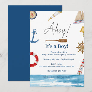 Ahoy Es ist eine Boy Nautical Baby Shower Einladun Einladung