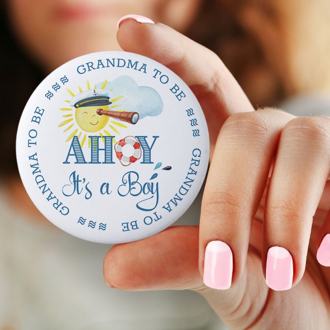 Ahoy Es ist eine Boy Oma, Baby Shower Button zu se (Pin Button Badge for pregnancy announcement, baby shower etc for grandmother to be)