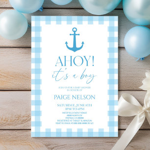 Ahoy! Es ist eine junge elegante Blue Nautical Bab Einladung