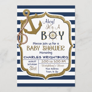 Ahoy Es ist eine junge Nautik Thema Baby-Einladung Einladung