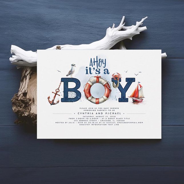 Ahoy Es ist eine Niedliche Kinderdusche Einladung (Nautical Baby Shower Invitations)