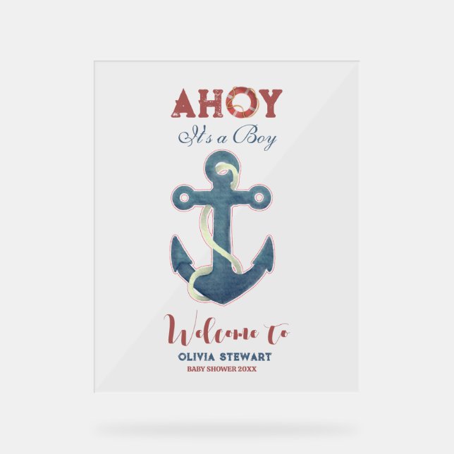 Ahoy est un garçon Nauticcal Baby shower Boy Bienv (Recto)