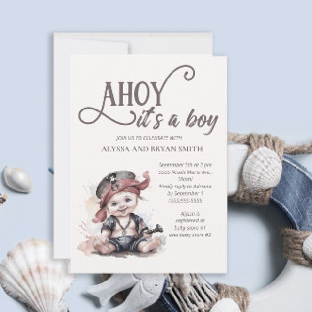 Ahoy hat eine Boy Pirate Baby Dusche Einladung (Von Creator hochgeladen)
