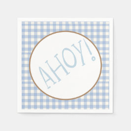 Ahoy ist ein Baby aus Blau und Weiß Serviette