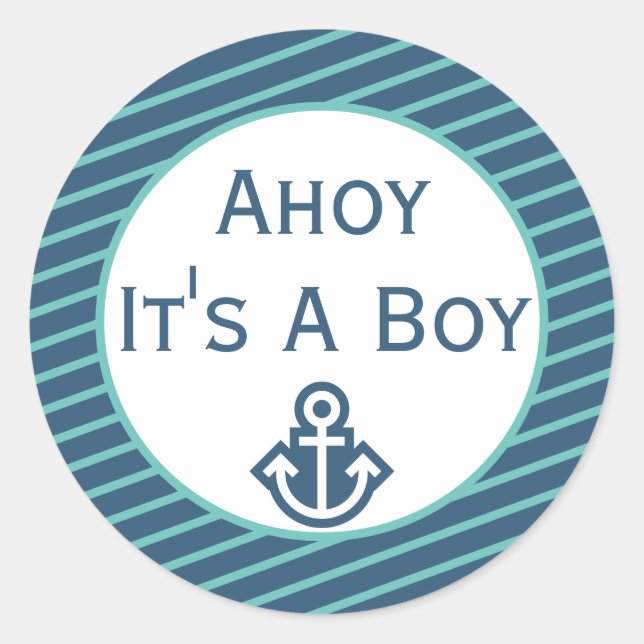 Ahoy ist ein Baby-Duschkleber Runder Aufkleber (Vorderseite)