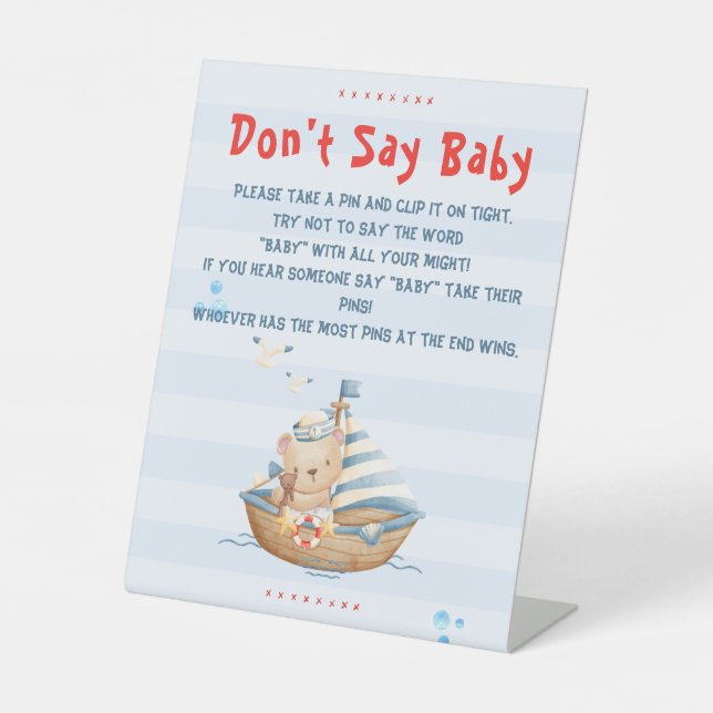 Ahoy ist ein Baby-Duschspiel Sockelschild (Vorderseite)