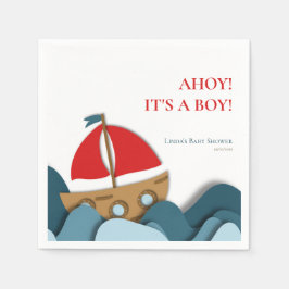 Ahoy ist ein Baby Nautical Boy Baby Dusche Serviette