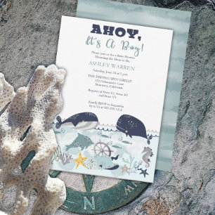Ahoy ist ein Junge unter der Sea Baby Dusche Einladung