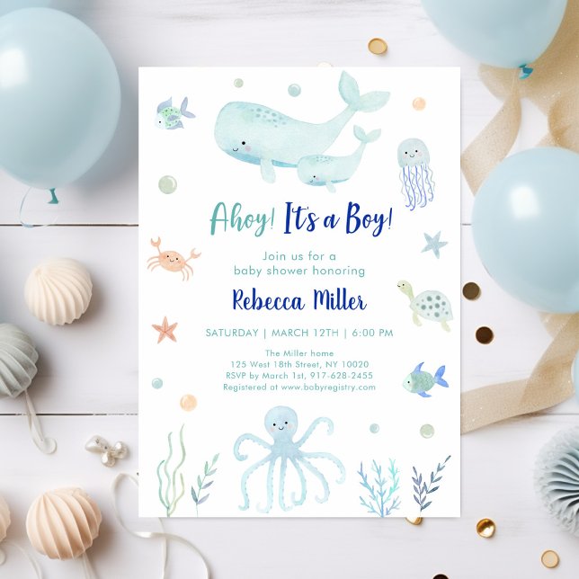 Ahoy ist ein Junge unter der Sea Baby Dusche Einladung (Von Creator hochgeladen)