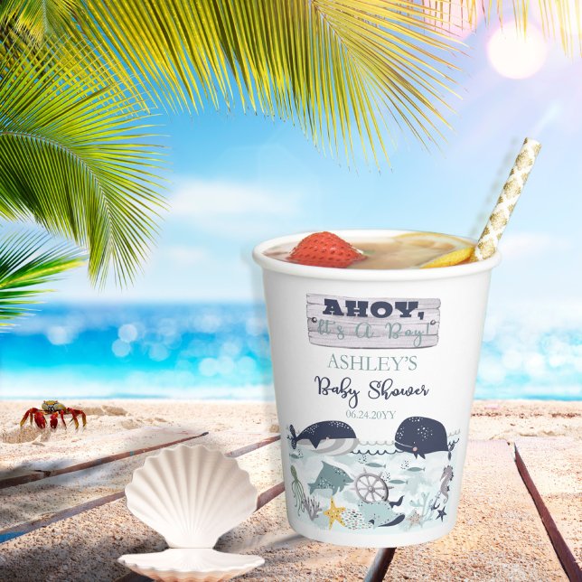 Ahoy ist ein Junge unter der Sea Baby Dusche Pappbecher (Von Creator hochgeladen)
