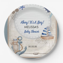 Ahoy ist ein Thema für nautische Babydusche Pappteller