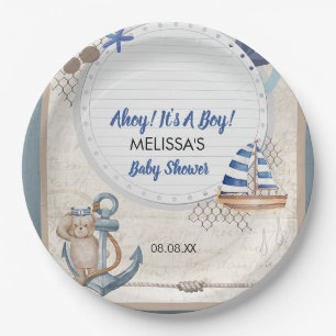 Ahoy ist ein Thema für nautische Babydusche Pappteller
