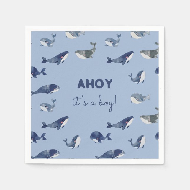 AHOY ist eine Baby-Dusche für Jungen Serviette (Vorderseite)